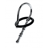 Серебристый уретральный плаг-бусины TOYFA Metal с мягким фиксириющим кольцом - ToyFa - купить с доставкой в Батайске