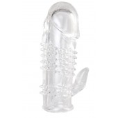 Прозрачная гелевая насадка с шипами и клиторальным отростком - 13 см. - Toyfa Basic - в Батайске купить с доставкой
