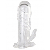 Прозрачная гелевая насадка с клиторальным отростком - 13 см. - Toyfa Basic - в Батайске купить с доставкой