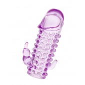 Закрытая фиолетовая насадка с 2 отростками - 13 см. - Toyfa Basic - в Батайске купить с доставкой