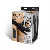 Полый страпон с двумя отростками и вибрацией Unisex Vibrating Hollow Strap-On Double Penetrating Dildo - 17,8 см. - Lux Fetish - купить с доставкой в Батайске