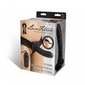 Чёрный полый страпон с вибрацией Unisex Vibrating Hollow Strap-On - 14 см. - Lux Fetish - купить с доставкой в Батайске