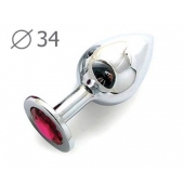 Коническая серебристая анальная втулка с малиновым кристаллом - 8,2 см. - Anal Jewelry Plug - купить с доставкой в Батайске