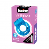 Голубое эрекционное виброкольцо Luxe VIBRO  Кошмар русалки  + презерватив - Luxe - в Батайске купить с доставкой