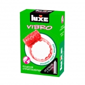 Розовое эрекционное виброкольцо Luxe VIBRO  Поцелуй стриптизёрши  + презерватив - Luxe - в Батайске купить с доставкой
