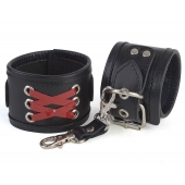 Кожаные наручники с декоративной лаковой шнуровкой - Sitabella - купить с доставкой в Батайске