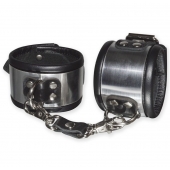 Эффектные серебристо-черные наручники с металлическим блеском - Sitabella - купить с доставкой в Батайске