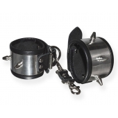 Серебристо-черные наручники с шипами и металлическим блеском - Sitabella - купить с доставкой в Батайске