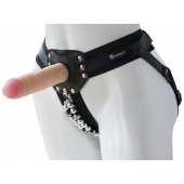 Черный пояс-трусики с насадкой  Гламур Dana  - 15,5 см. - LOVETOY (А-Полимер) - купить с доставкой в Батайске