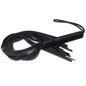 Чёрная кожаная плеть с жесткой ручкой - 63 см. - Sitabella - купить с доставкой в Батайске