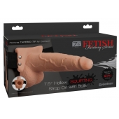 Телесный полый страпон с имитацией эякуляции 7.5  Hollow Squirting Strap-On with Balls Flesh - 21,6 см. - Pipedream - купить с доставкой в Батайске