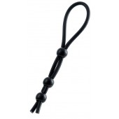 Черное лассо на пенис с тремя бусинами - A-toys - в Батайске купить с доставкой