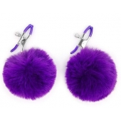 Зажимы для сосков с фиолетовым пушком - Notabu - купить с доставкой в Батайске