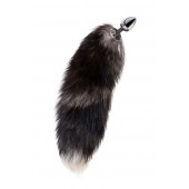 Серебристая металлическая анальная втулка с хвостом чернобурой лисы - размер S - ToyFa - купить с доставкой в Батайске