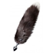 Серебристая металлическая анальная втулка с хвостом чернобурой лисы - размер S - ToyFa - купить с доставкой в Батайске