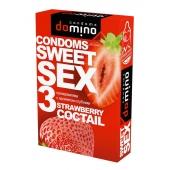 Презервативы для орального секса DOMINO Sweet Sex с ароматом клубничного коктейля  - 3 шт. - Domino - купить с доставкой в Батайске