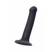 Черный фаллос на присоске Silicone Bendable Dildo M - 18 см. - Strap-on-me - купить с доставкой в Батайске