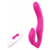 Ярко-розовый безремневой страпон REMOTE DOUBLE DIPPER - 22 см. - Dream Toys - купить с доставкой в Батайске