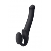 Черный безремневой страпон Silicone Bendable Strap-On M - Strap-on-me - купить с доставкой в Батайске