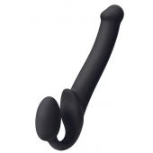 Черный безремневой страпон Silicone Bendable Strap-On M - Strap-on-me - купить с доставкой в Батайске