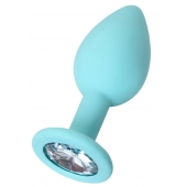 Мятная анальная пробка с прозрачным кристаллом Brilliant - 7 см. - ToyFa - купить с доставкой в Батайске