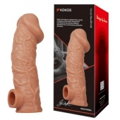 Телесная насадка на фаллос с отверстием для мошонки EXTREME SLEEVE - 17,6 см. - KOKOS - в Батайске купить с доставкой