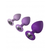 Набор из 3 фиолетовых анальных пробок со стразами Little Gems Trainer Set - Pipedream - купить с доставкой в Батайске