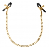 Чёрные с золотом зажимы на соски Gold Chain Nipple Clamps - Pipedream - купить с доставкой в Батайске