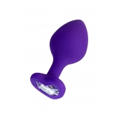 Фиолетовая анальная втулка Diamond Heart с прозрачным кристаллом - 8 см. - ToyFa - купить с доставкой в Батайске