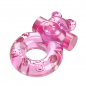 Розовое эрекционное виброкольцо на пенис Pink Bear - Baile - в Батайске купить с доставкой