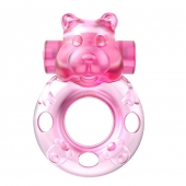 Розовое эрекционное виброкольцо на пенис Pink Bear - Baile - в Батайске купить с доставкой