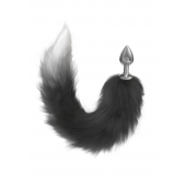 Серебристая анальная пробка с черным хвостом Galaxy - Lola Games - купить с доставкой в Батайске