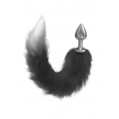 Серебристая анальная пробка с черным хвостом Starlit - Lola Games - купить с доставкой в Батайске