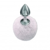 Серебристая анальная пробка с белым пушистым хвостиком Twinkle - Lola Games - купить с доставкой в Батайске