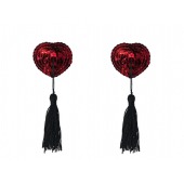 Красные пэстисы-сердечки Gipsy с черными кисточками - Lola Lingerie купить с доставкой