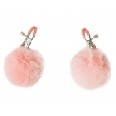 Зажимы на соски Angelic с розовыми меховыми шариками - Lola Games - купить с доставкой в Батайске