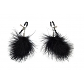 Зажимы на соски с черным пухом Euphoric - Lola Games - купить с доставкой в Батайске