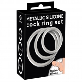 Набор из 3 эрекционных колец под металл Metallic Silicone Cock Ring Set - Orion - в Батайске купить с доставкой