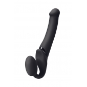 Черный безремневой вибрострапон Silicone Bendable Strap-On M - Strap-on-me - купить с доставкой в Батайске