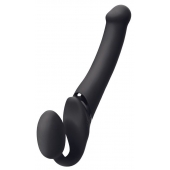 Черный безремневой вибрострапон Silicone Bendable Strap-On M - Strap-on-me - купить с доставкой в Батайске