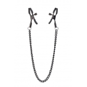 Черные зажимы на соски на цепочке BLAZE DELUXE NIPPLE CLAMPS - Dream Toys - купить с доставкой в Батайске