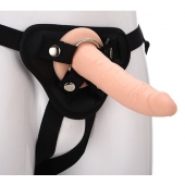 Телесный страпон на черных трусиках STRAP ON REAL DILDO - 20 см. - Dream Toys - купить с доставкой в Батайске