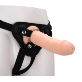 Черные трусики с телесной насадкой STRAP ON REAL DILDO - 21 см. - Dream Toys - купить с доставкой в Батайске