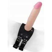 Черный узкий пояс на бедро с телесной насадкой - LOVETOY (А-Полимер) - купить с доставкой в Батайске