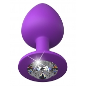 Фиолетовая анальная пробка со стразом Her Little Gem Large Plug - 9,5 см. - Pipedream - купить с доставкой в Батайске