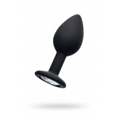 Черная анальная втулка с прозрачным стразом - 7,2 см. - POPO Pleasure - купить с доставкой в Батайске