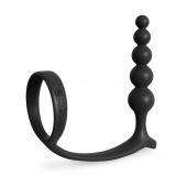 Черная анальная цепочка с эрекционным кольцом Ass-gasm Cockring Anal Beads - Pipedream - в Батайске купить с доставкой