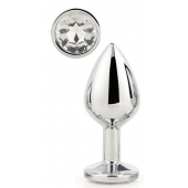 Серебристая анальная втулка с прозрачным кристаллом - 7,1 см. - Dream Toys - купить с доставкой в Батайске