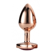 Золотистая анальная втулка с кристаллом-сердечком розового цвета - 7,1 см. - Dream Toys - купить с доставкой в Батайске