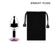 Серебристая анальная пробка с малиновым кристаллом - 7,2 см. - Anal Jewelry Plug - купить с доставкой в Батайске